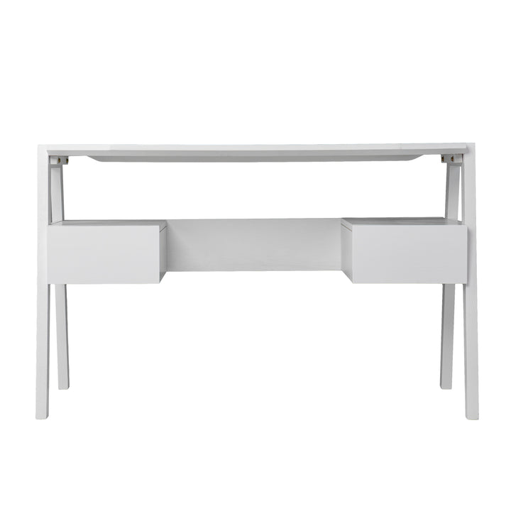 American Home Furniture | SEI Furniture - Clyden Midcentury Modern Writing Desk w/ Storage - White