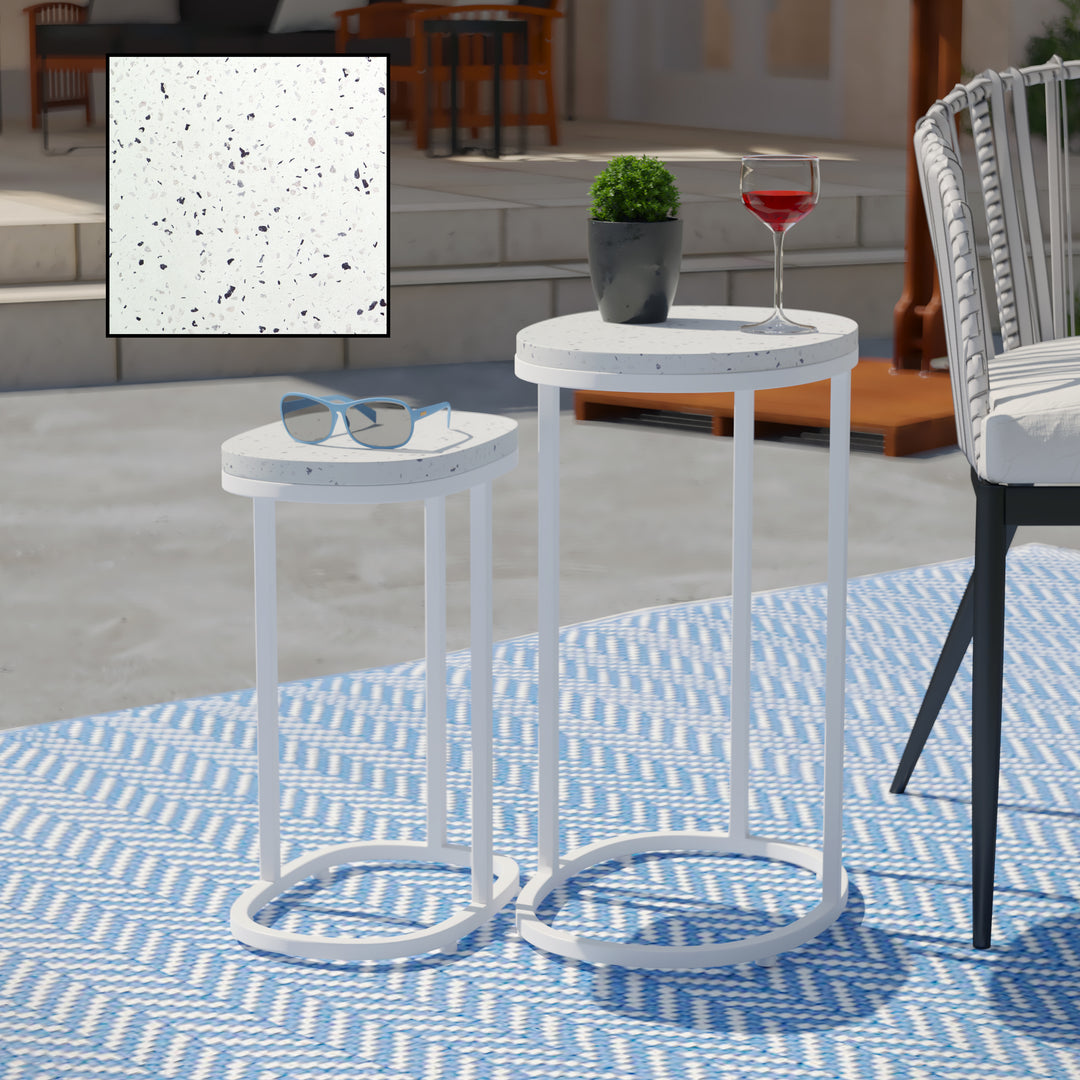 American Home Furniture | SEI Furniture - Vicanno Terrazzo Outdoor Nesting Tables – 2pc Set