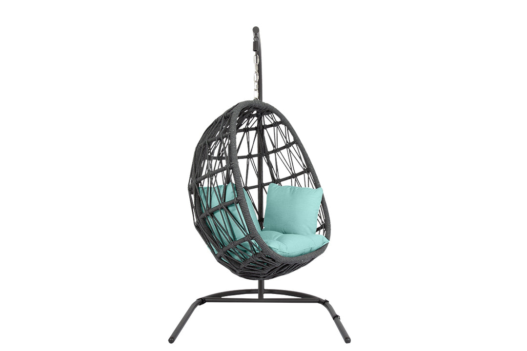 Milano Hanging Chair in Dupione Celeste w/ Self Welt