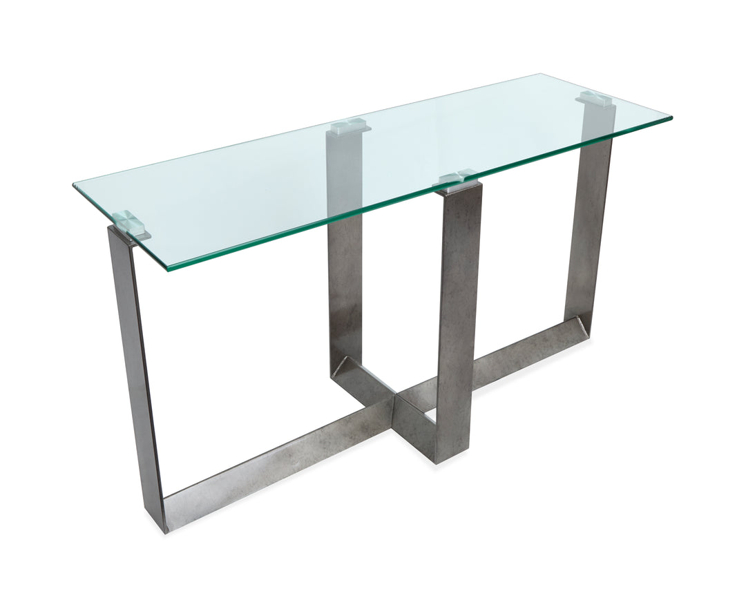 Holden Aged Pewter And Chrome Pucks Rectangular Sofa Table - T6456-73