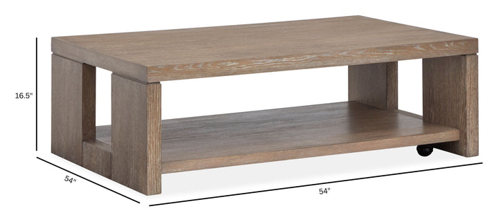 Conway Spiced Brown Rectangular Cocktail Table With Casters - T6315-43