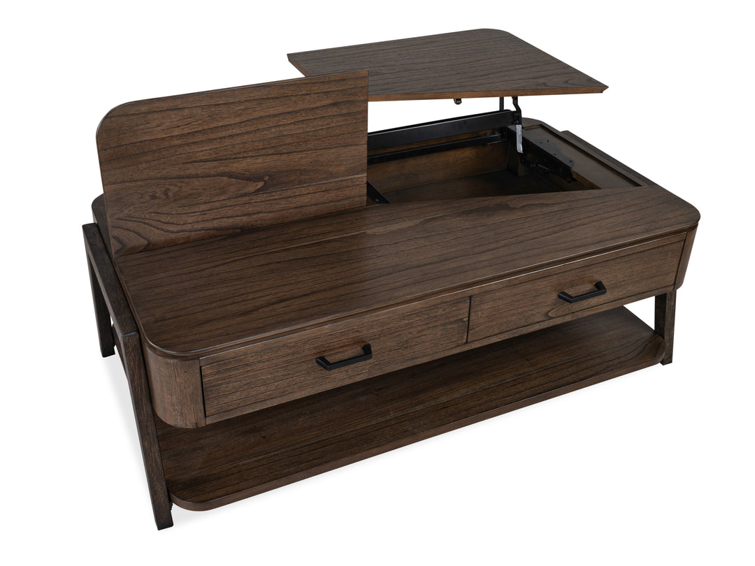 Hallie Milk Chocolate And Dark Chocolate Lift Top Storage Cocktail Table With Casters - T6355-50
