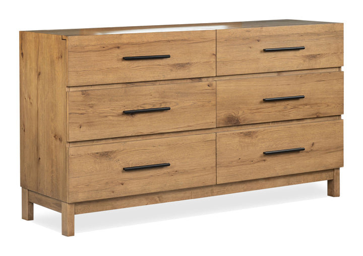 Davenport Rustic Caramel Double Drawer Dresser With Portrait Mirror - B6309-2242
