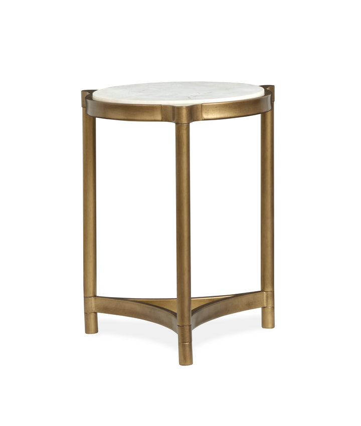 Cassidy Aged Brass And Volakas Classic Round Accent Table - T6357-35