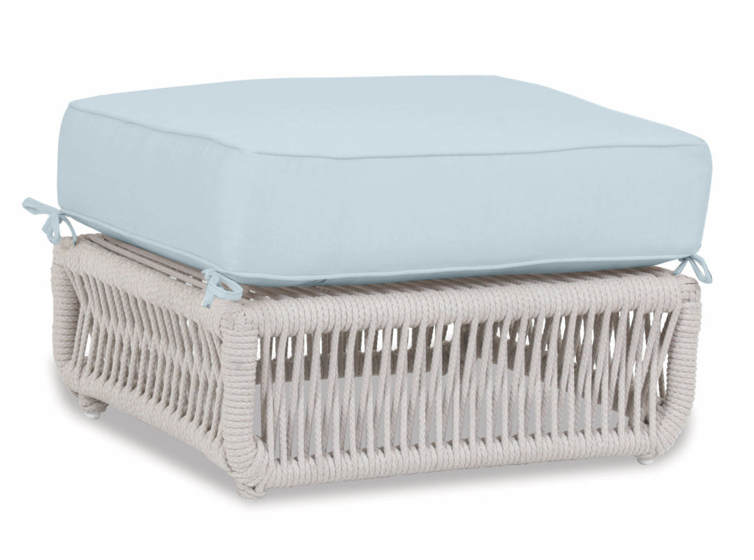 Dana Rope Ottoman in Canvas Skyline w/ Self Welt