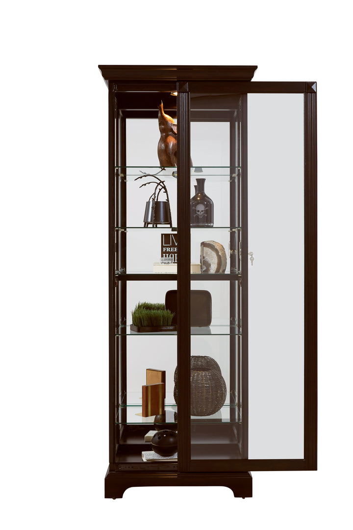 Curios Deep Cherry Brown Locking Slide Door 5 Shelf Curio Cabinet - 21459