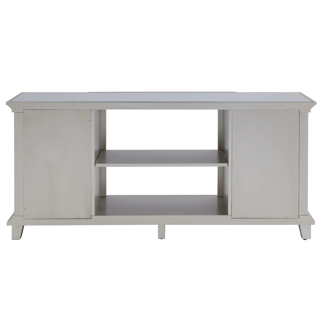Toppington Mirrored Media Console w/ Storage - Silver - AmericanHomeFurniture