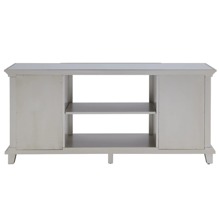 Toppington Mirrored Media Console w/ Storage - Silver - AmericanHomeFurniture