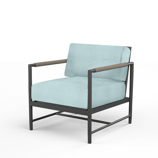 Pietra Club Chair in Dupione Celeste, No Welt