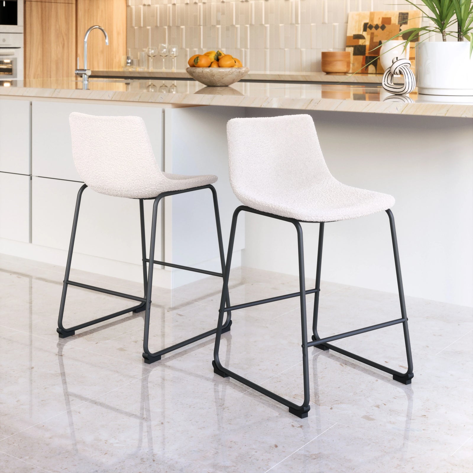 Zuo Smart Counter Stool (Set of 2) Ivory BAR STOOLS + COUNTER STOOLS