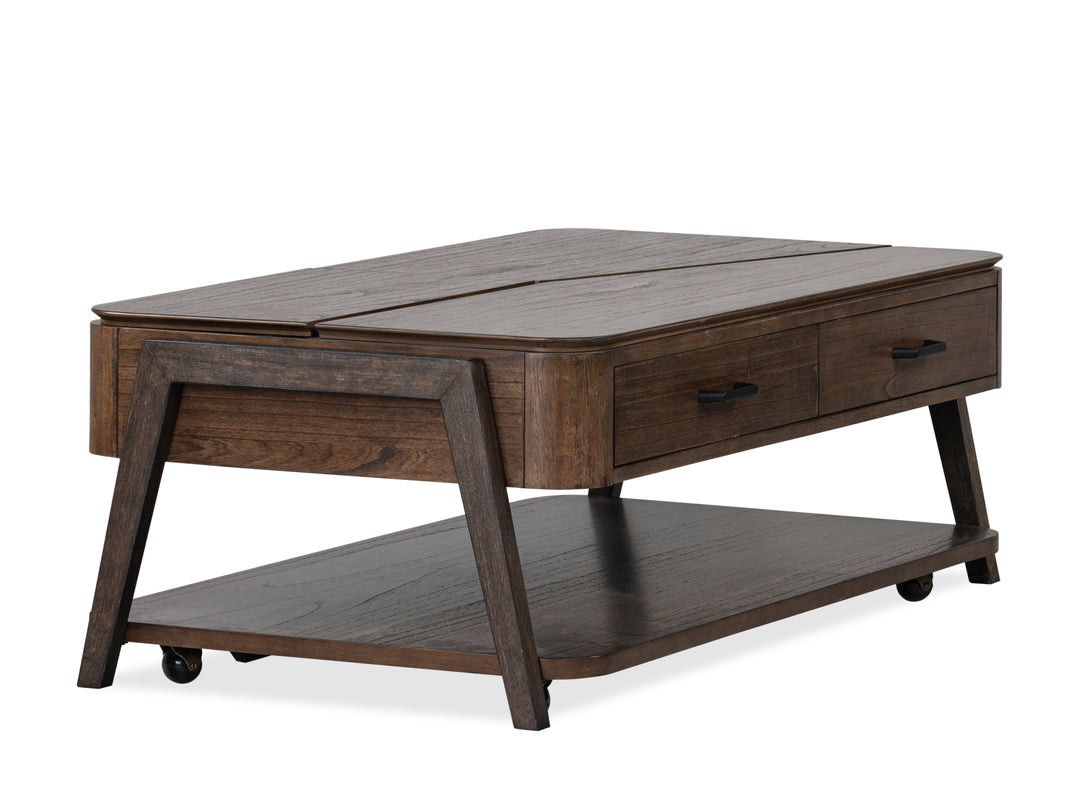 Hallie Milk Chocolate And Dark Chocolate Lift Top Storage Cocktail Table With Casters - T6355-50