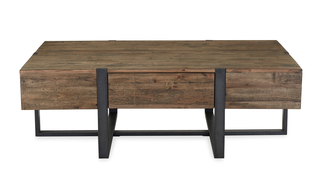 Prescott Rustic Honey And Distressed Iron Rectangular Cocktail Table - T4344-43