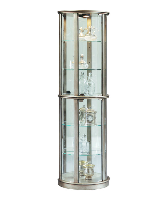 Curios Aged Silver Lighted Half Round 5 Shelf Curio Cabinet - 21395