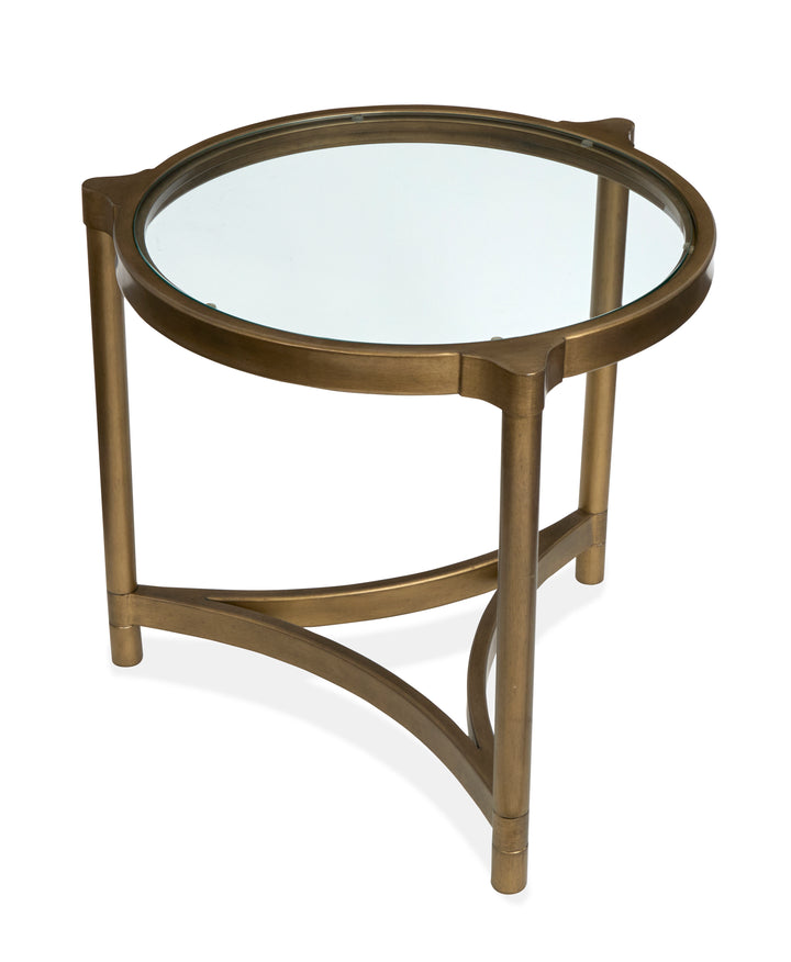 Cassidy Aged Brass And Volakas Classic Round End Table - T6357-05