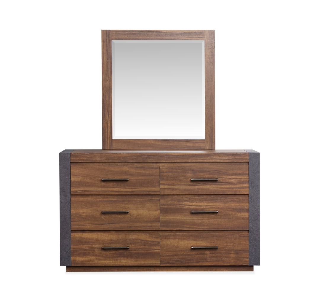 Jensen Tavern Brown Double Drawer Dresser With Paper Mirror - B6306-2248