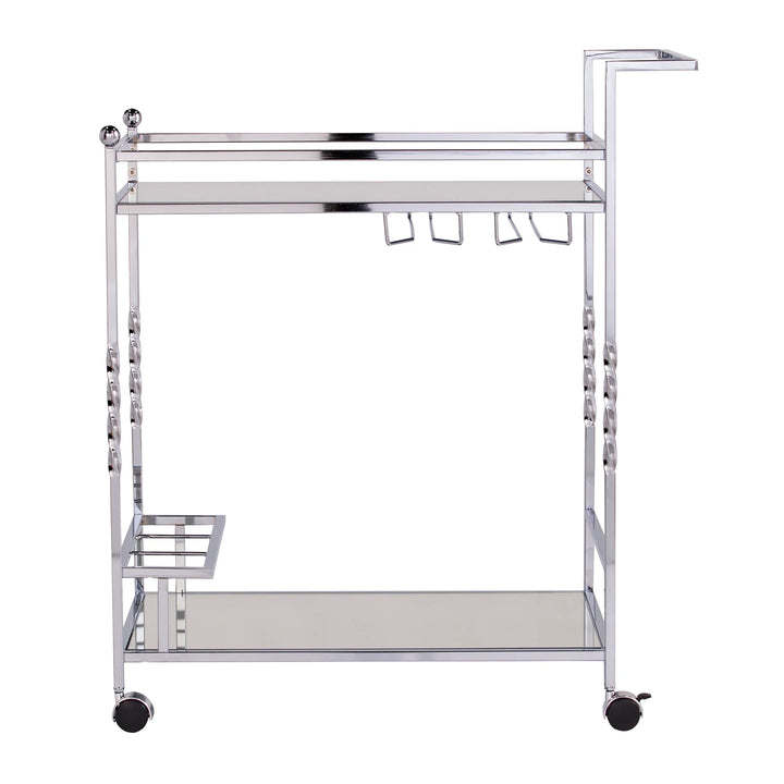 Ivers Metal Mirrored Bar Cart - Chrome - AmericanHomeFurniture