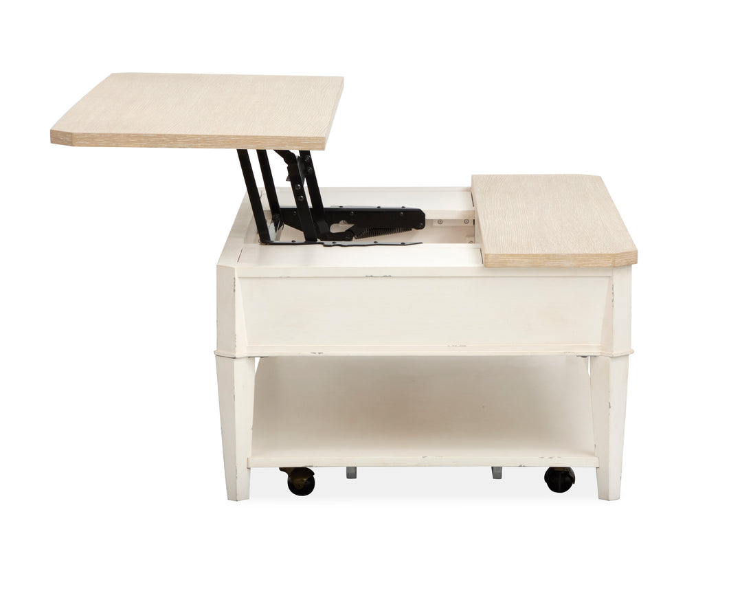 Echo Isles Sea Pearl And Driftwood Lift Top Storage Cocktail Table With Casters - T6310-50