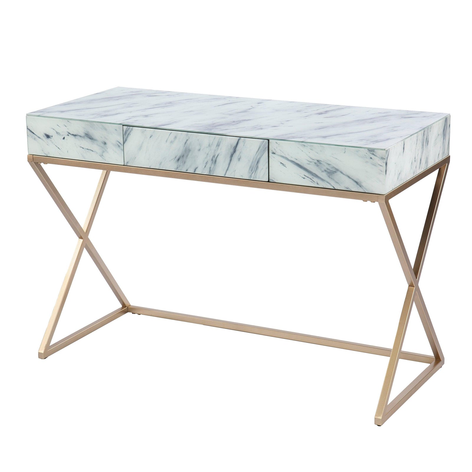 SEI Furniture Kamblemore Faux Marble Writing Desk w/ Storage DESKS