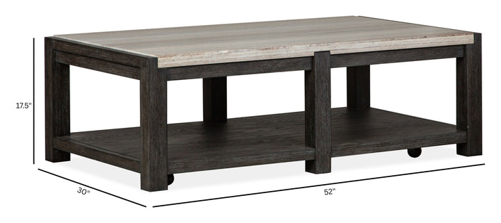 Plum Creek Ravenwood Black Rectangular Cocktail Table With Casters - T5990-43