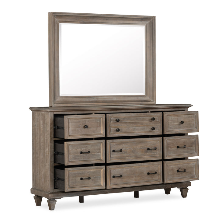 Lancaster Dovetail Grey Drawer Dresser With Landscape Mirror - B4352-2040