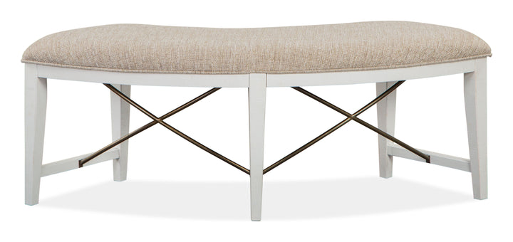 Heron Cove Chalk White And Dovetail Grey Upholstered Curved Bench - D4400-67
