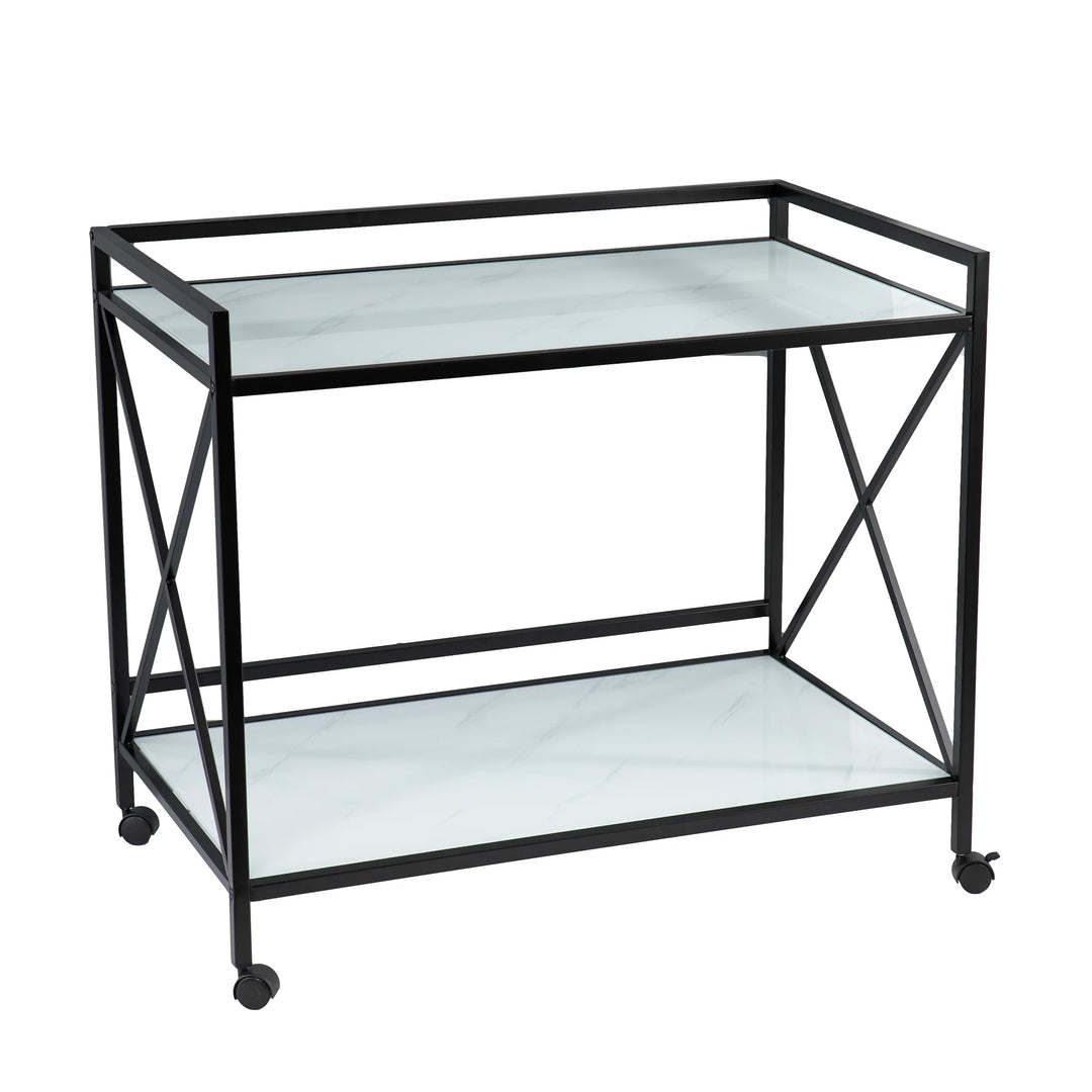 Maxton Bar Cart – Black and White - AmericanHomeFurniture