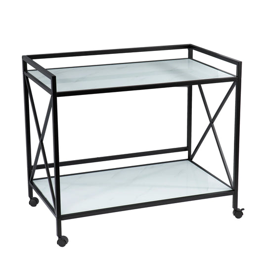SEI Furniture Maxton Bar Cart – Black and White BAR + BAR CARTS