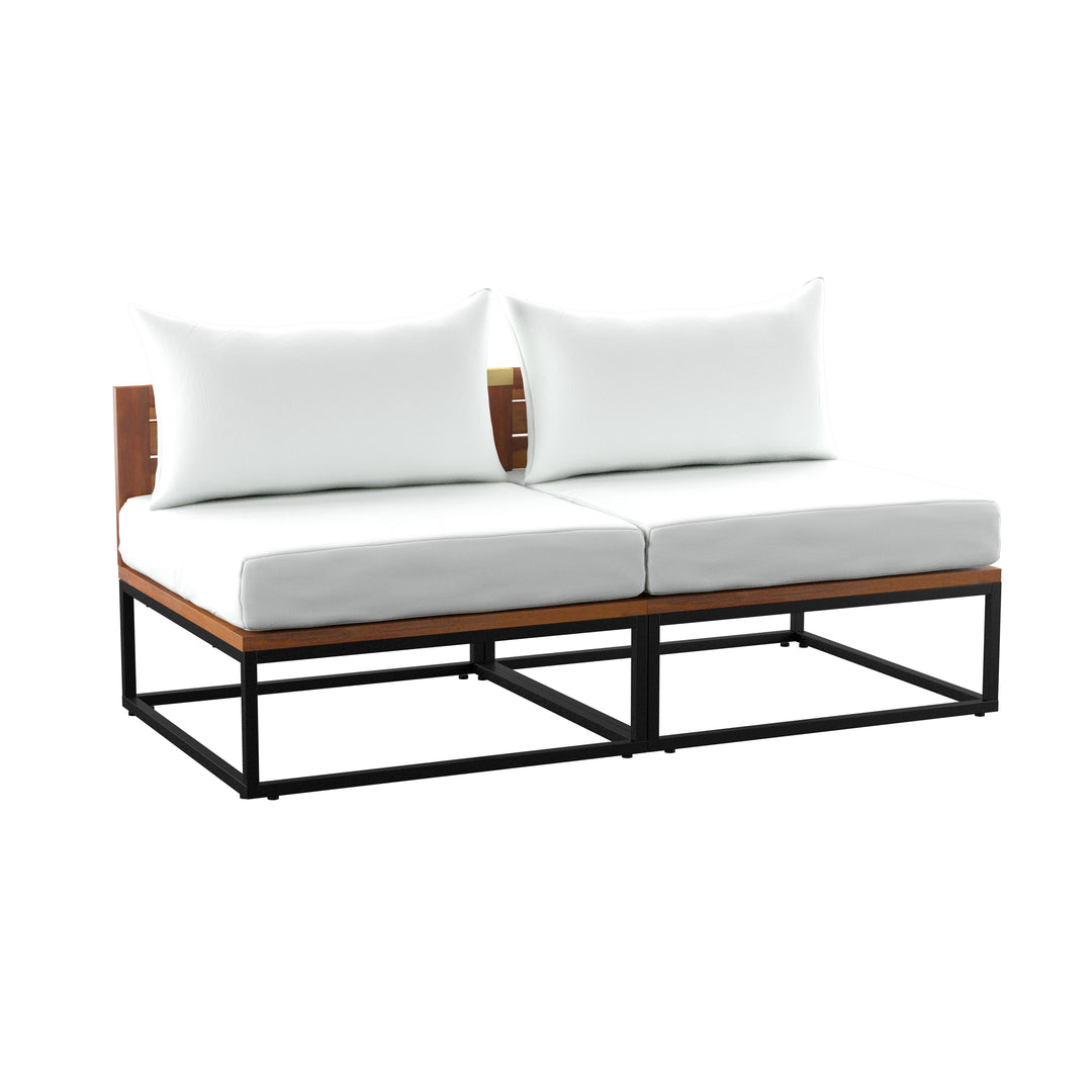 American Home Furniture | SEI Furniture - Taradale Outdoor Coffee Table and Modular Loveseat Set – 2pc