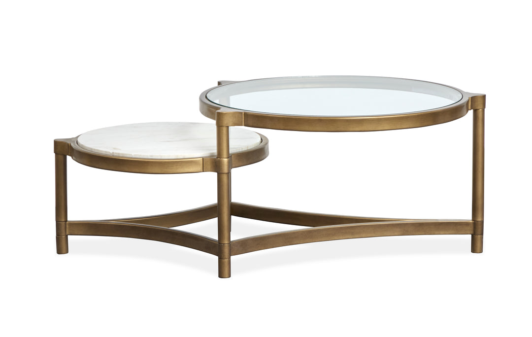 Cassidy Aged Brass And Volakas Classic Shaped Cocktail Table - T6357-62