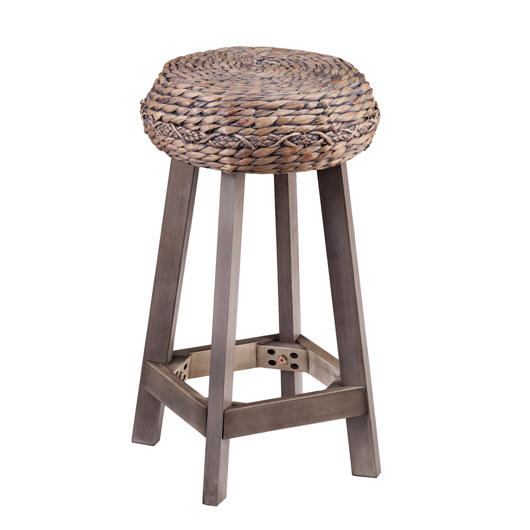 American Home Furniture | SEI Furniture - Rutina Backless Round Water Hyacinth 24" Stools 2pc Set- Weathered Gray