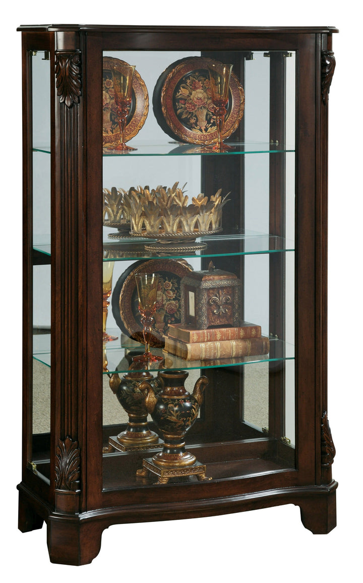 Curios Cherry Brown Distinguished Carved 3 Shelf Curio Cabinet - 21429