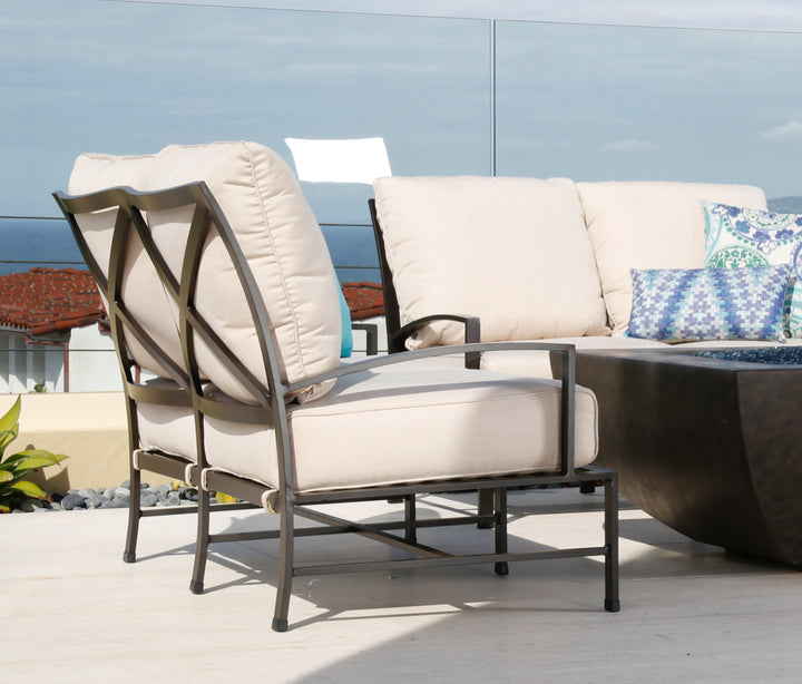 American Home Furniture | Sunset West - La Jolla Loveseat in Canvas Flax w/ Self Welt