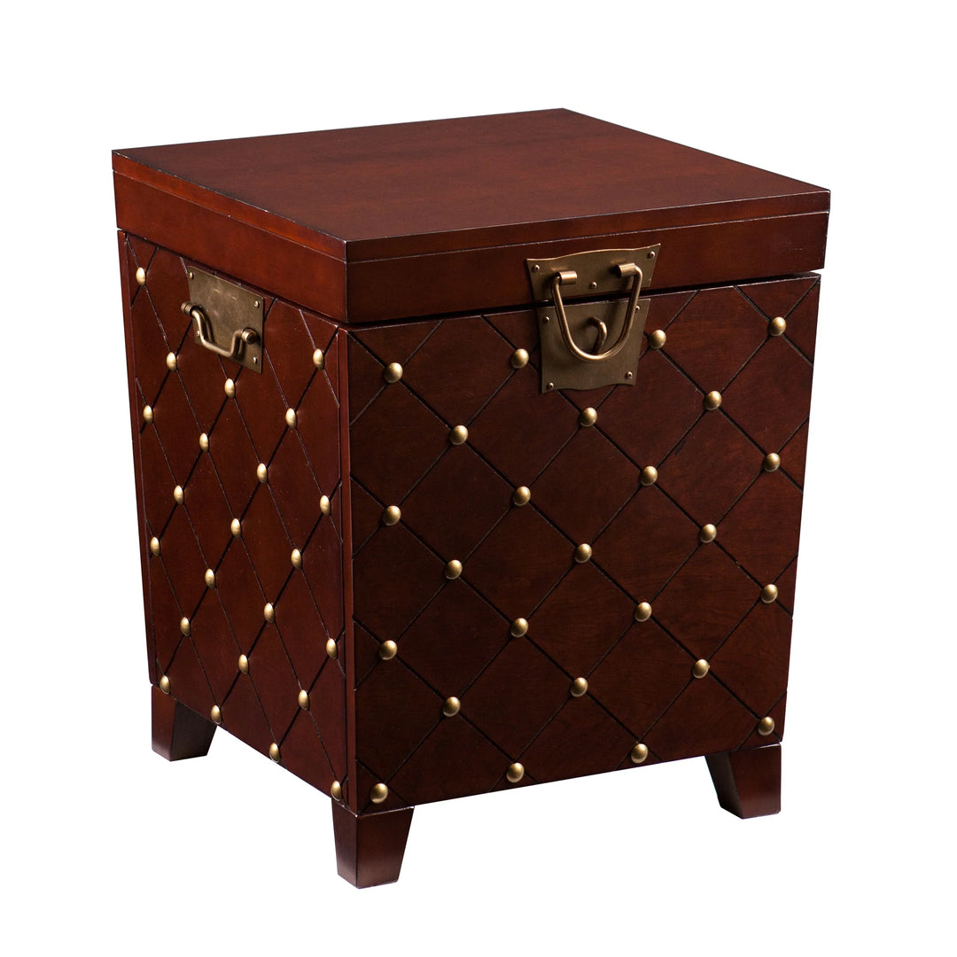 Nailhead End Table Trunk - Espresso - AmericanHomeFurniture