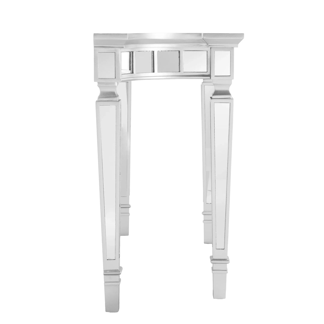 Glenview Glam Mirrored Console Table - Matte Silver - AmericanHomeFurniture