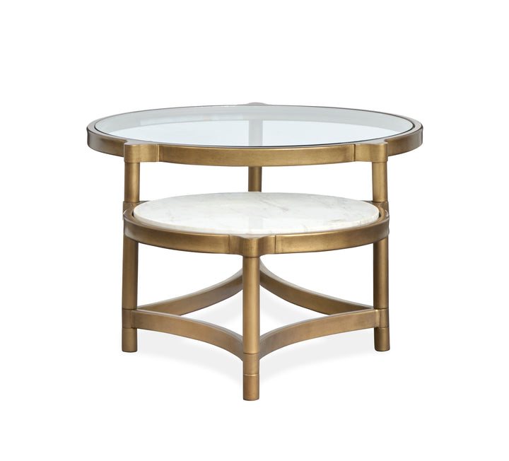 Cassidy Aged Brass And Volakas Classic Shaped Cocktail Table - T6357-62