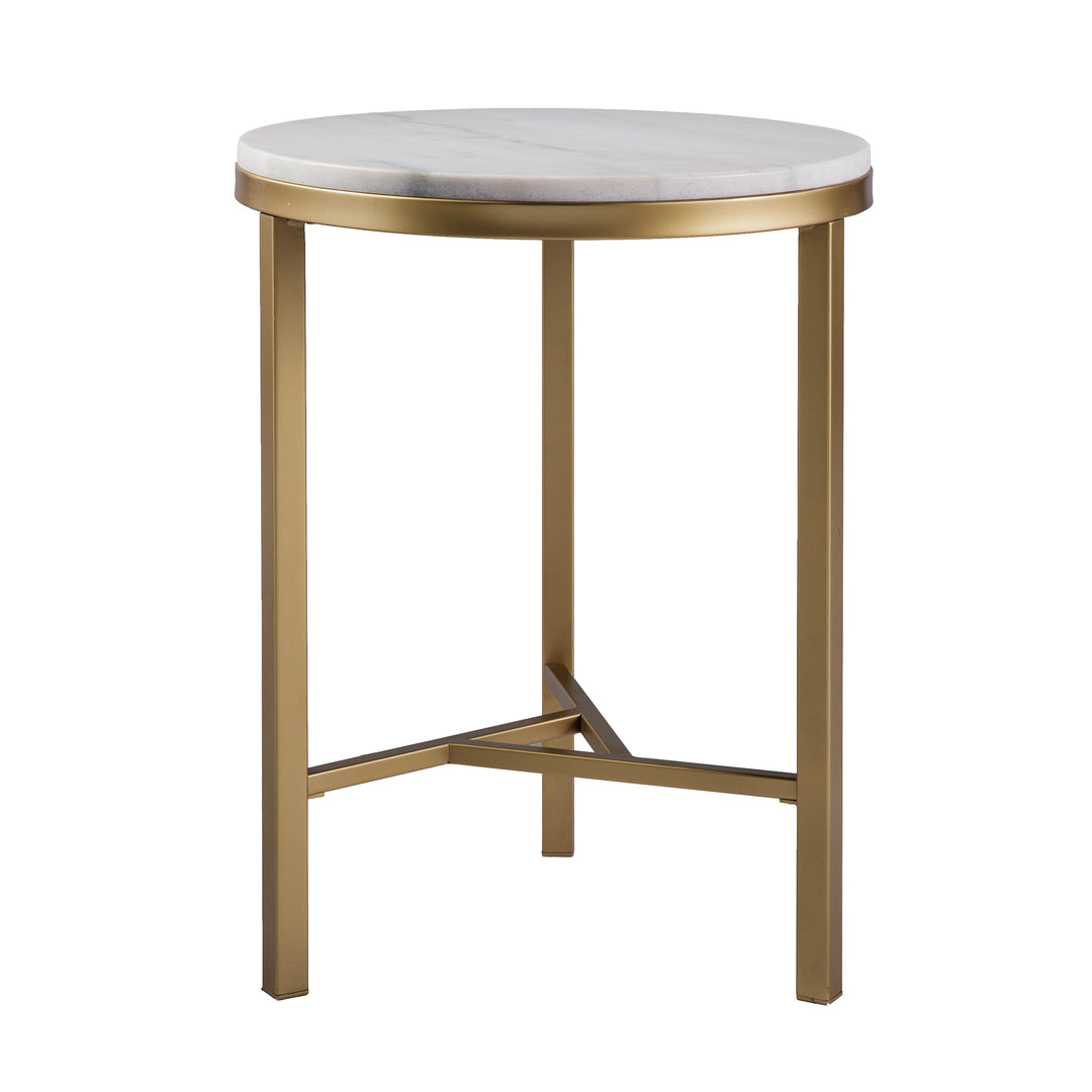 American Home Furniture | SEI Furniture - Garza Marble Side Table - Midcentury Modern Style - Champagne w/ Ivory Marble