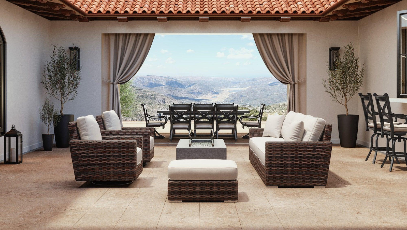 American Home Furniture | Sunset West - Montecito Ottoman in Canvas Flax w/ Self Welt