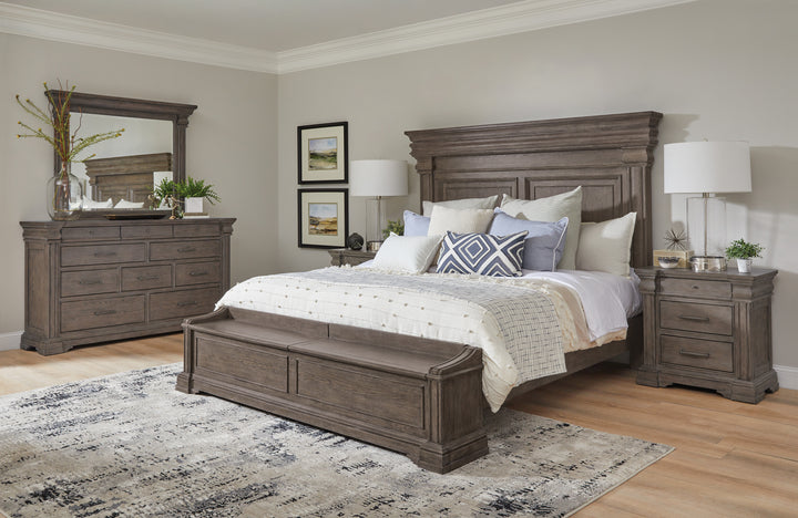 Madison Ridge Natural Bark California King Bed With Chest Footboard - P413-BR-K6