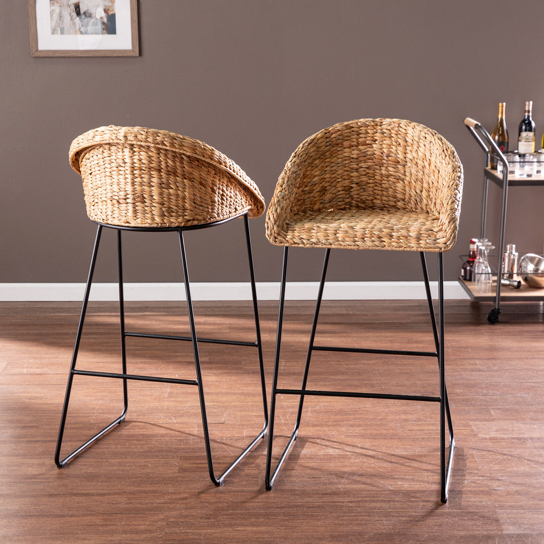 American Home Furniture | SEI Furniture - Landrine Water Hyacinth Bar Stools – 2pc Set