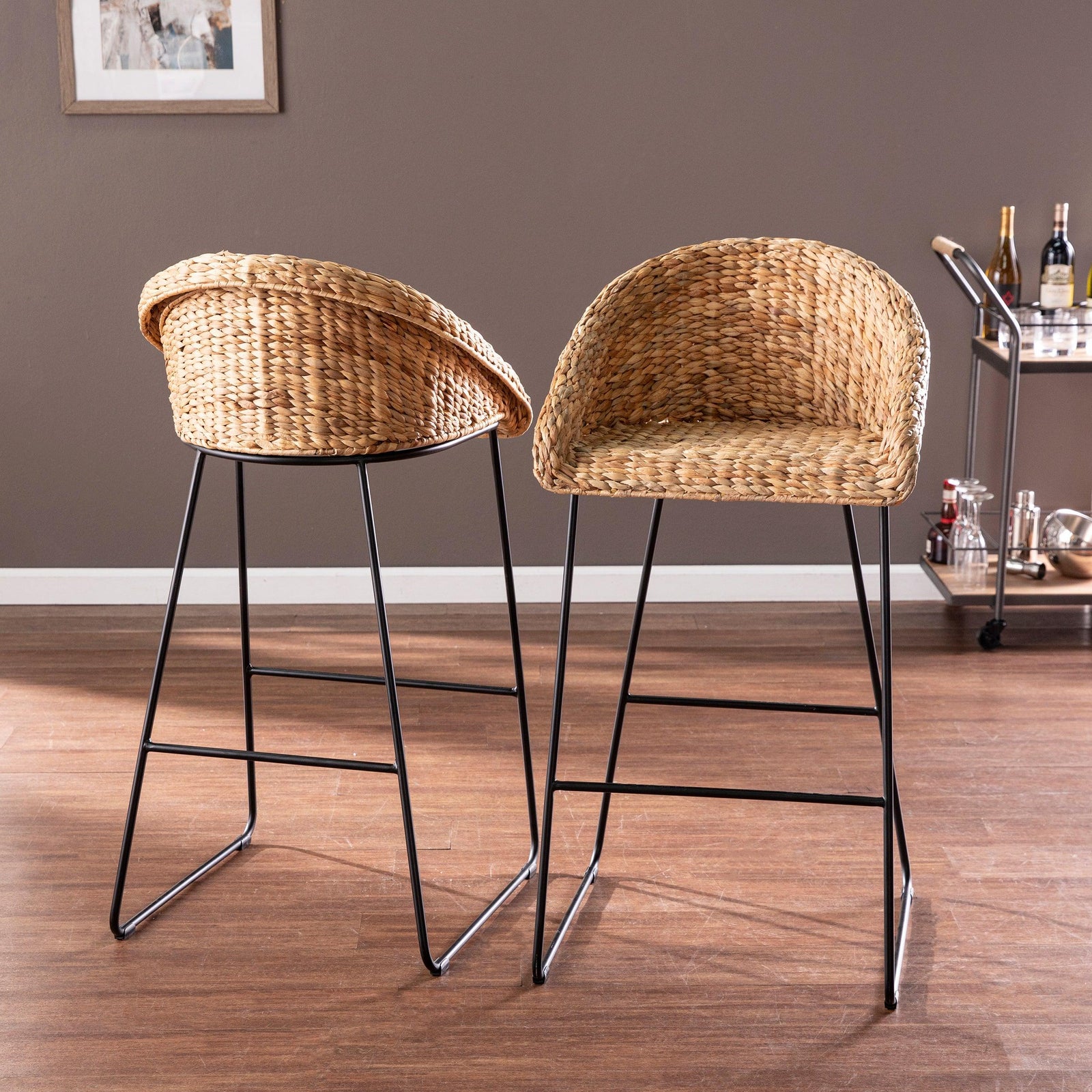 SEI Furniture Landrine Water Hyacinth Bar Stools – 2pc Set BAR STOOLS + COUNTER STOOLS