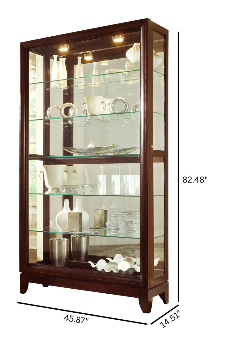Curios Chocolate Cherry Sliding Door 5 Shelf Curio Cabinet - 20661