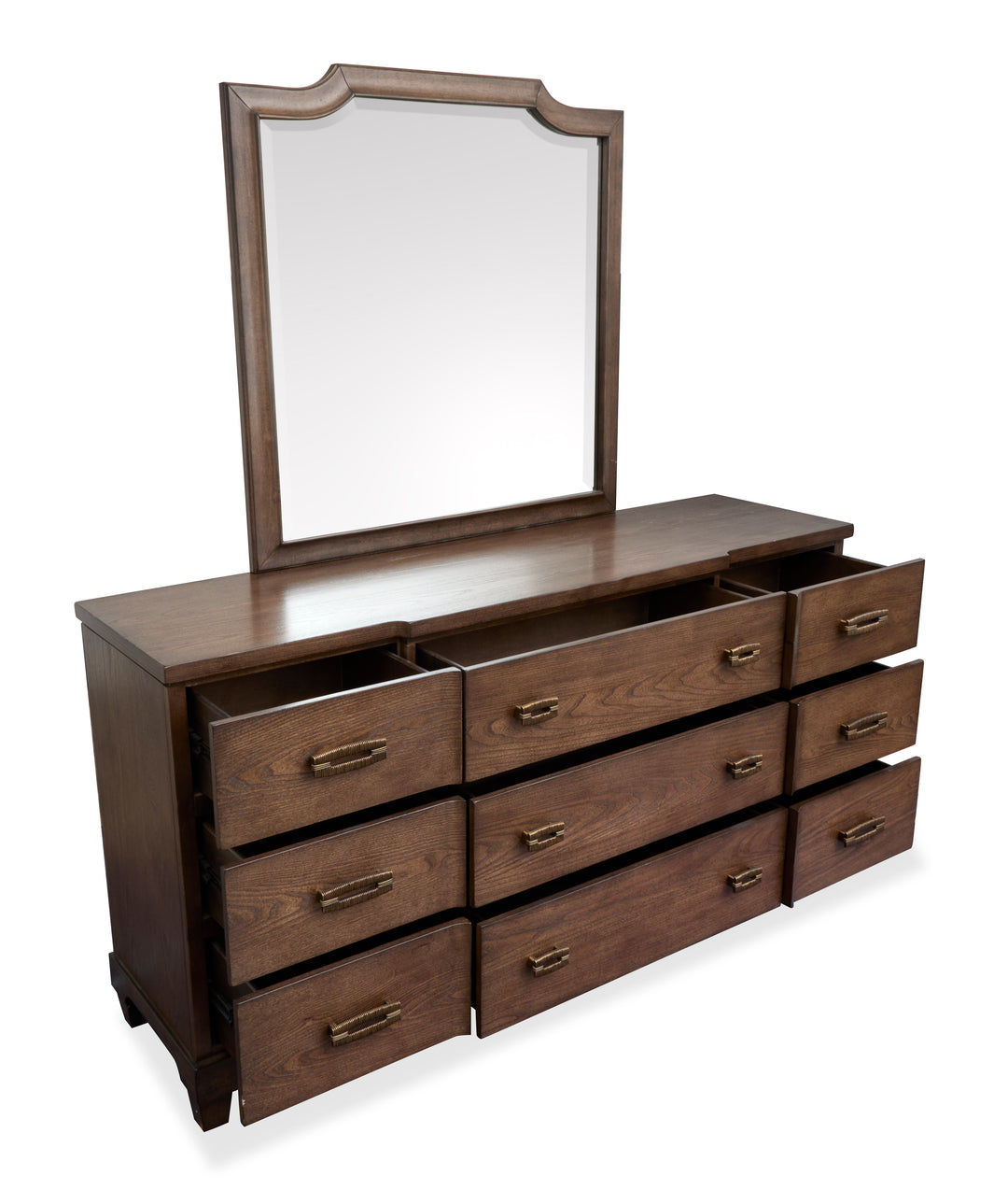 Sugar Mill Spiced Rum Drawer Dresser With Shaped Mirror - B5832-2045