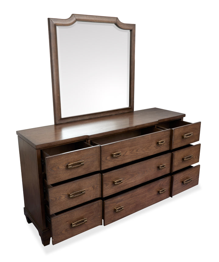 Sugar Mill Spiced Rum Drawer Dresser With Shaped Mirror - B5832-2045