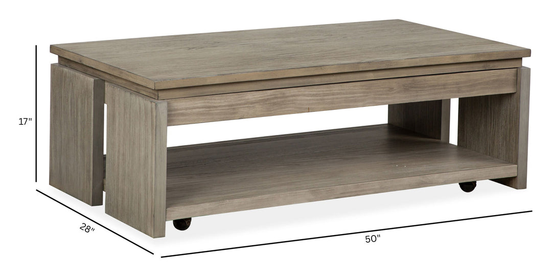 Conrad Stone Harbor Grey Rectangular Lift Top Storage Cocktail Table With Casters - T5865-50