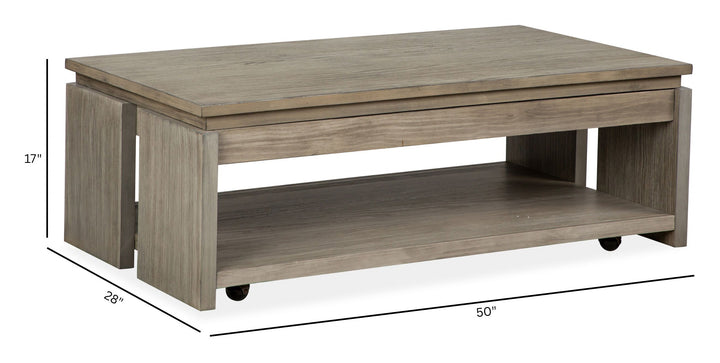 Conrad Stone Harbor Grey Rectangular Lift Top Storage Cocktail Table With Casters - T5865-50