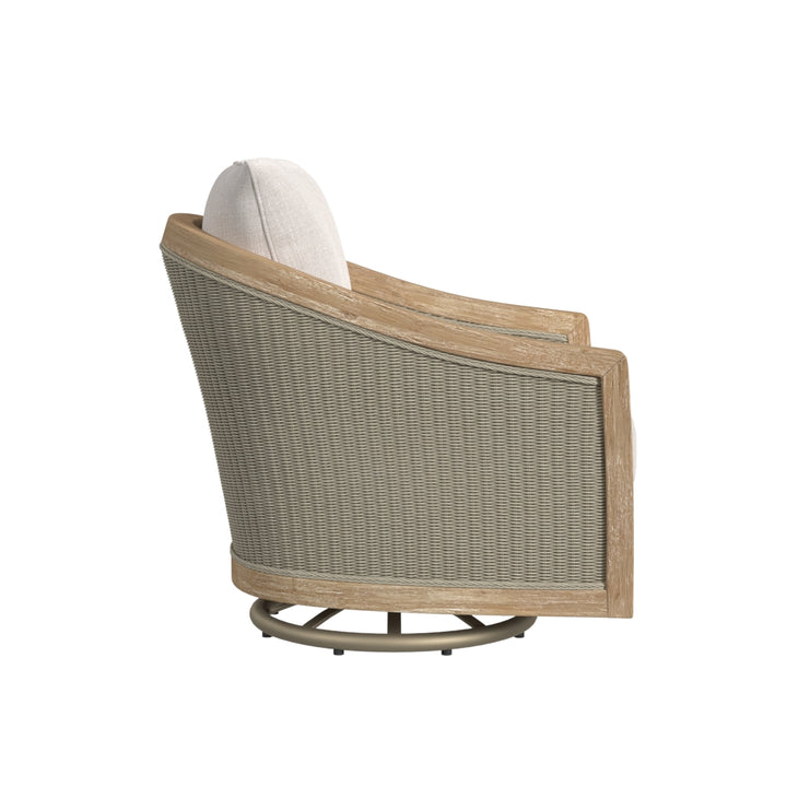 Cambria Swivel Club Chair in Canvas Canvas w/ Self Welt