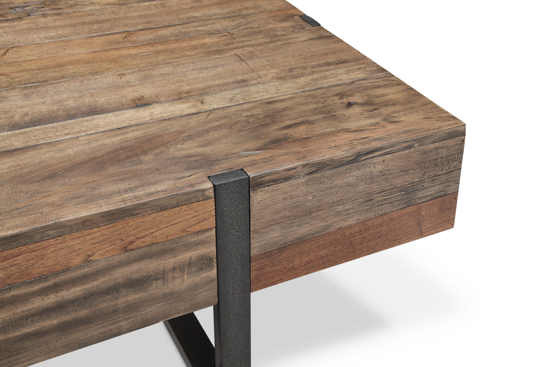 Prescott Rustic Honey And Distressed Iron Rectangular Cocktail Table - T4344-43