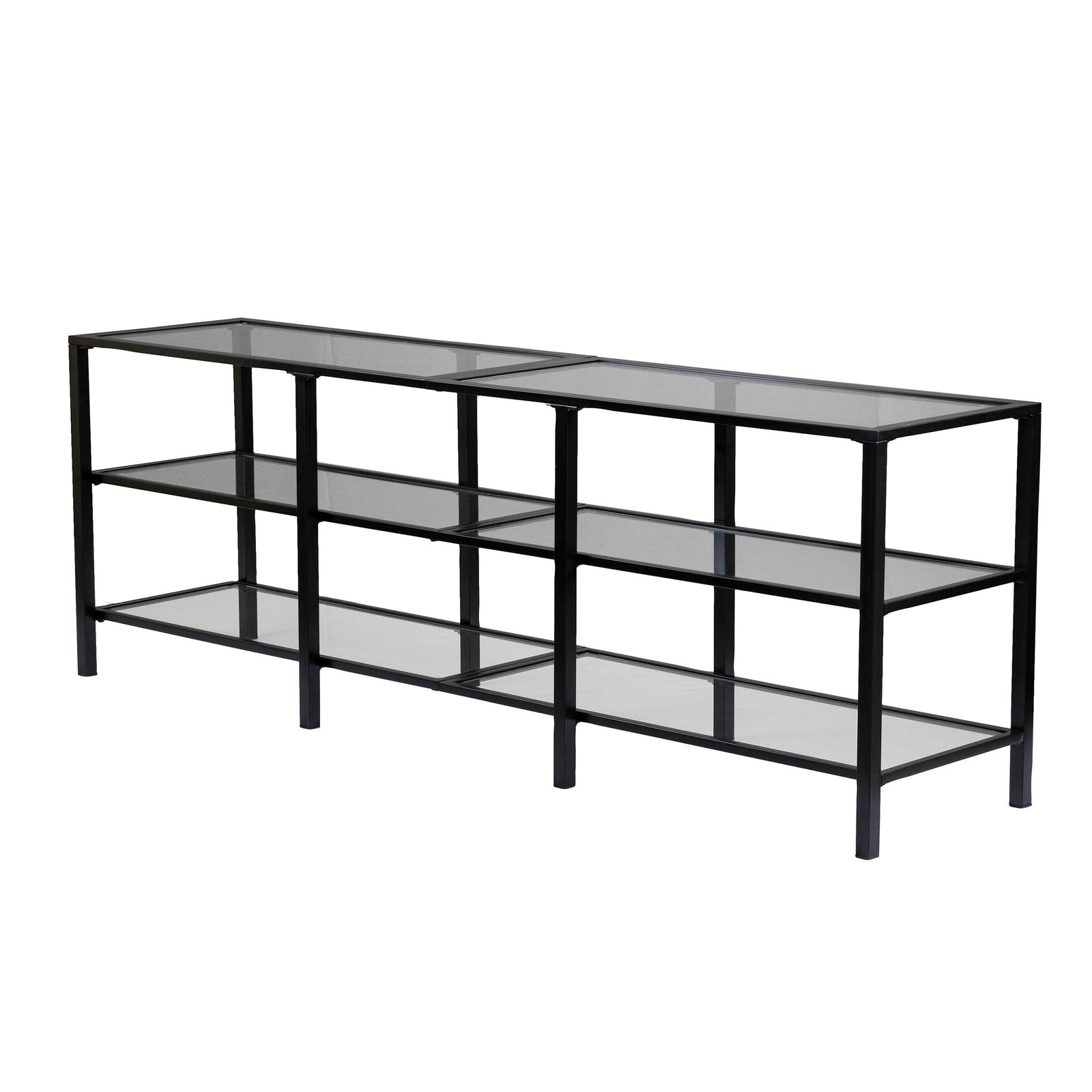 SEI Furniture Tyler Metal/Glass Media Stand – Transitional Style - Black MEDIA + TV STANDS