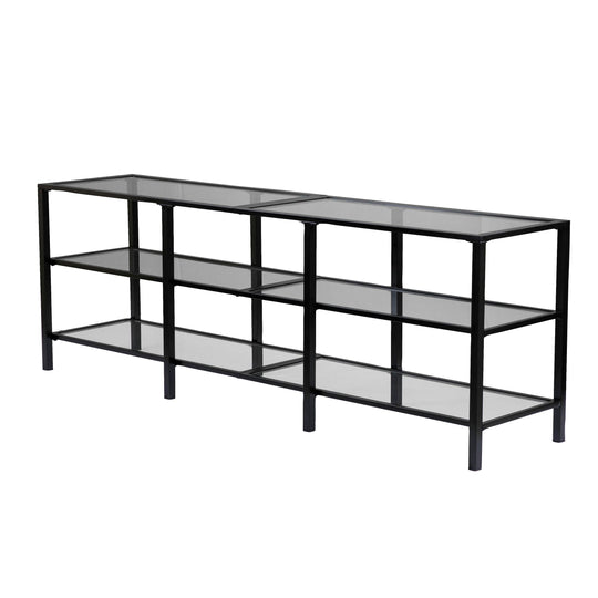 SEI Furniture Tyler Metal/Glass Media Stand – Transitional Style - Black MEDIA + TV STANDS