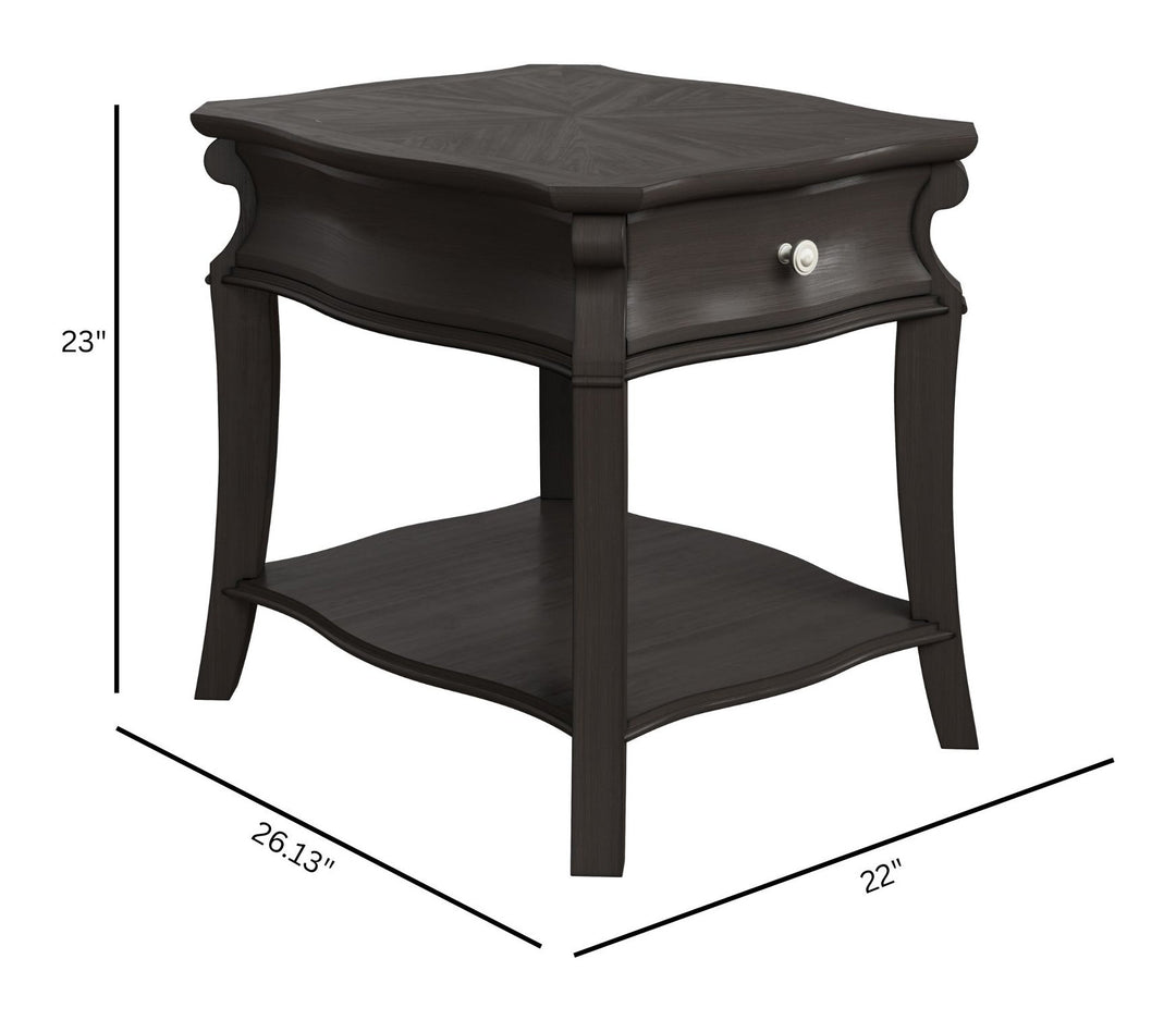 Francine Warm Charcoal Rectangular End Table - T6567-03